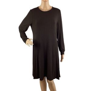 Eileen Fisher Black Long Sleeve Knit Swing Dress Size M